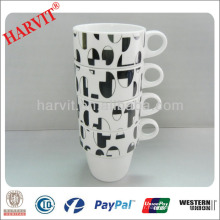 Black Geometry Painted Ceramic Custom Mug